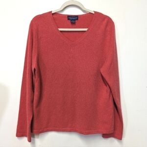 Charter Club Coral Cashmere V Neck Sweater 2 ply XL
